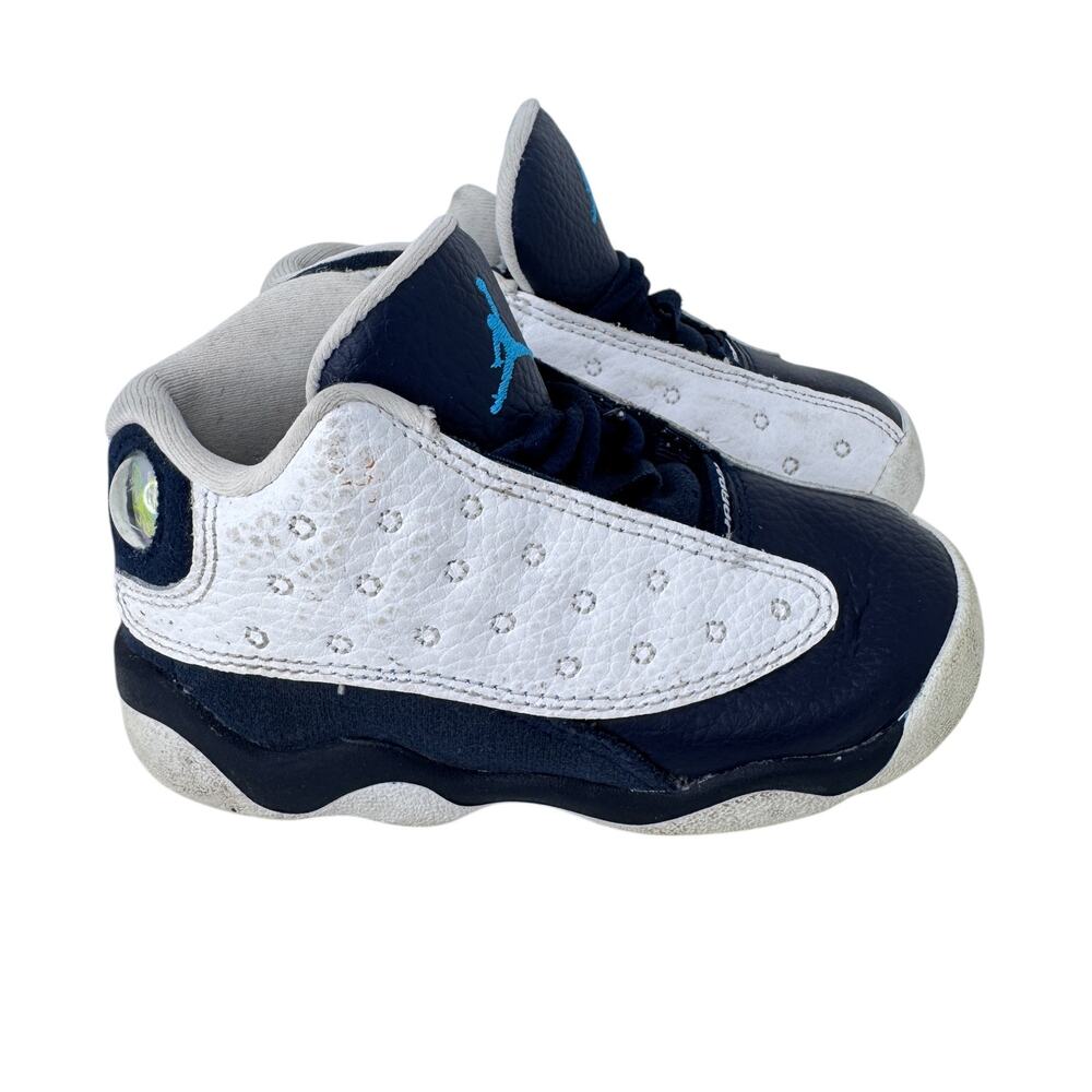 Air Jordan 13 Retro 'Obsidian' Kids Size 8C White Leather Lace Up‎ DJ3004-144